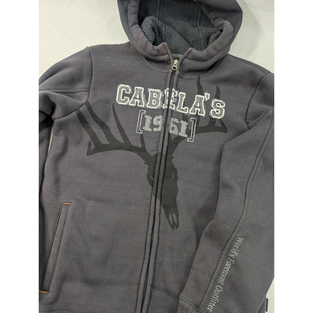 Cabelas Hoodie Youth XL Gray Bones  Camo Hunting Full‎ Zip Sweatshirt